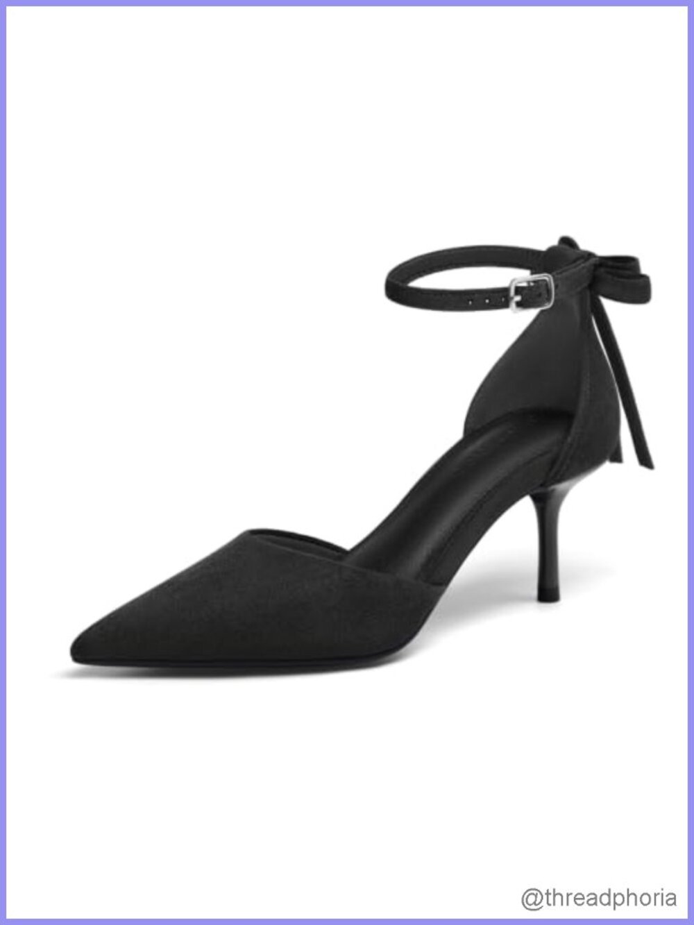 Women's Kitten Heels Pointed Toe Pumps Bow Ankle Strap Wedding Dress Shoes Faux